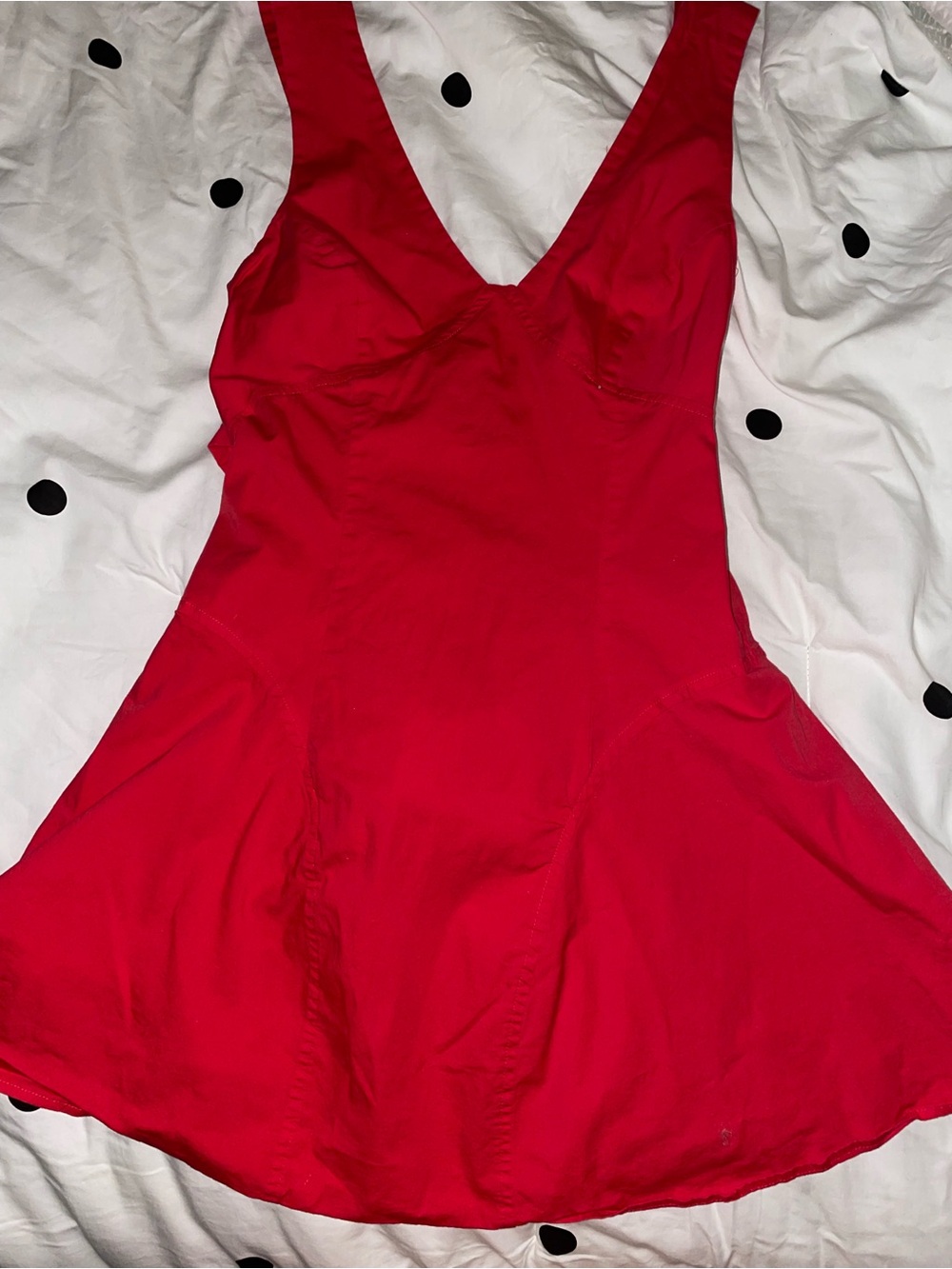 Free People Red Mini Dress with V-Neck